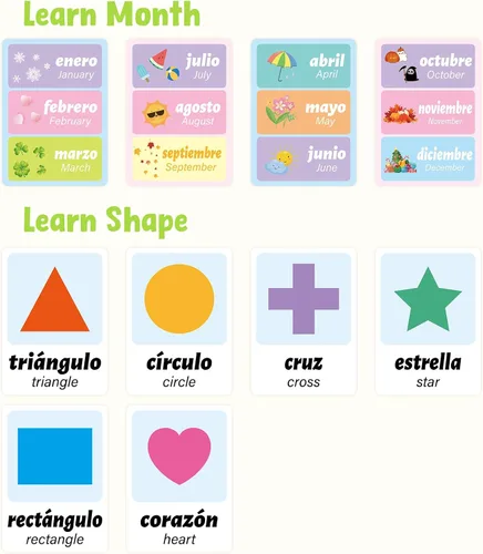 Vista 6 de Ceiba Tree Tarjetas Didácticas en Español 100 Frases de Conjugación de Verbos de Inglés a Español Adjetivos Colores Tarjetas Didácticas Educativas