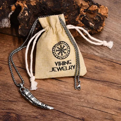 Vista 5 de MEALGUET Collar vikingo para hombre collar con colgante de cuerno vikingo sólido de acero inoxidable sólido con nudos celtas nórdicos, joyería