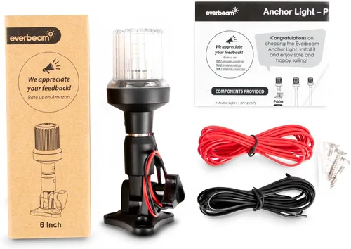 Vista 4 de EVERBEAM Luz de anclaje ajustable de acero inoxidable P600 para barcos de pesca y embarcaciones marítimas - Proporciona visibilidad de 360 grados