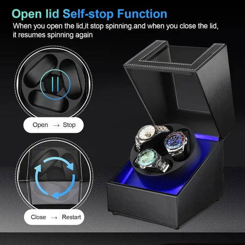 Vista 2 de Anyasun 3 Watch Winder for Automatic Watch,Japanese Quiet Motor Negro