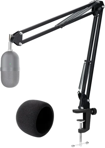 Vista 9 de Para Razer Seiren X Boom Arm, soporte de micrófono resistente con cubierta de espuma y adaptador, brazo de micrófono compatible con Blue Yeti