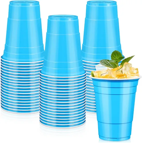 Vista 8 de LANLISA 50 vasos de plástico negros, vasos desechables de 16 onzas, tazas para beber para suministros de fiesta