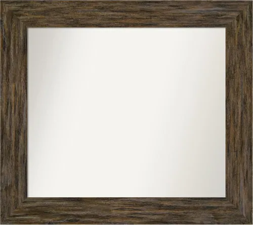 Vista 119 de Amanti Art Espejo personalizado, espejo de baño marrón Fencepost, espejo de pared o espejo de tocador de baño sobre el fregadero (27 x 27 pulgadas)