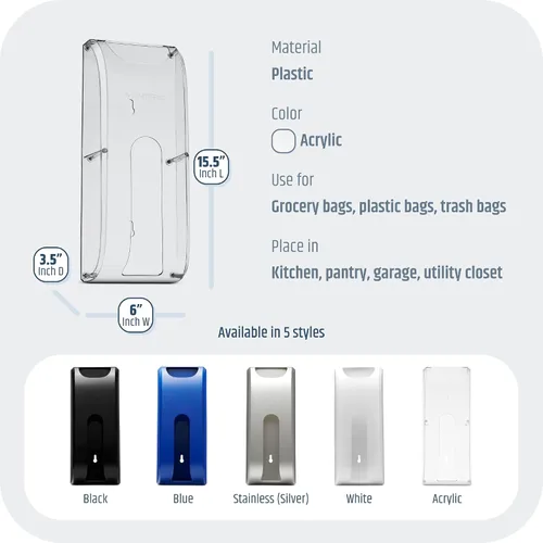 Vista 6 de Manterio Organizador de bolsas de plástico para montaje en pared, protector de bolsas de plástico duradero para comestibles, a prueba de manchas