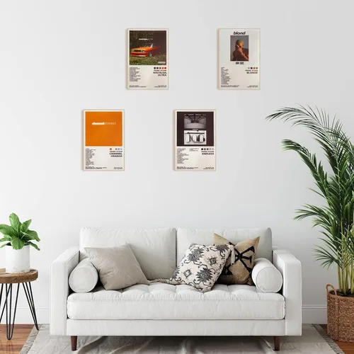Vista 6 de ManRule Frank Ocean Posters Set de 4 carteles de portada de álbum 8 por 12 pulgadas Carteles de música para estética de habitación Arte de pared