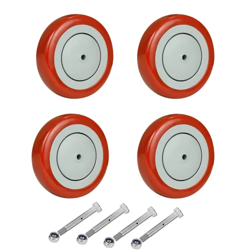 Vista 12 de Kit de Reemplazo de Rueda de Carrito de Compras de 5", Juego de 4 Ruedas Giratorias de Poliuretano, Ruedas con Eje de 3/8" de Diámetro