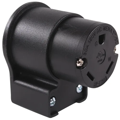 Vista 6 de Journeyman-Pro - Conector de codo hembra de 90 grados en ángulo recto TT-30C-AN, 30 amperios 120-125 voltios, generador de remolque RV de hoja recta