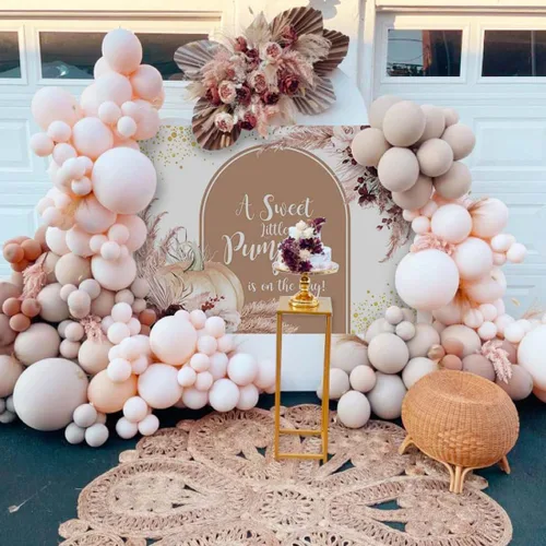 Vista 2 de Avezano Telón de fondo de calabaza para baby shower, estilo bohemio, pancarta de calabaza, otoño, Acción de Gracias, baby shower, 8 x 6 pies