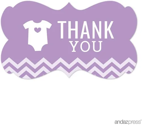 Vista 6 de Andaz Press Lavender Chevron Girl Baby Shower Colección, juegos, actividades, decoraciones, tarjetas de consejos para la futura mamá, paquete de 20