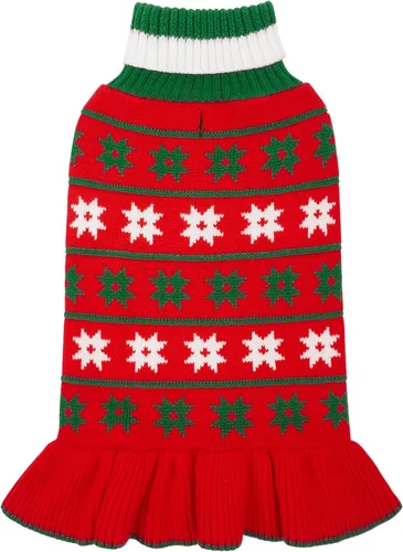 Vista 15 de KYEESE Suéteres para Perros con Agujero para la Correa Suéter Vestido Pequeño de Cuello Alto para Perros para Hembra Tejido de Lunares Cálido Ropa