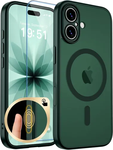 Vista 420 de zapica Funda magnética para iPhone Air, con protector de pantalla de vidrio templado, compatible con MagSafe, translúcida mate, a prueba de golpes