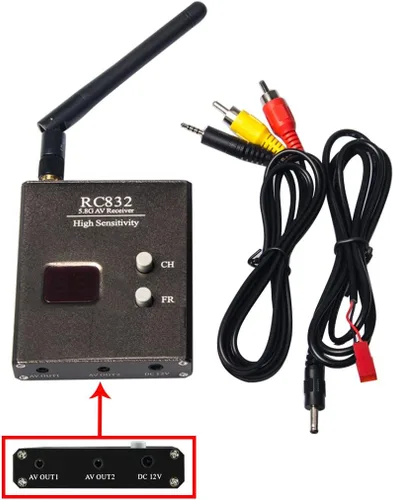 Vista 3 de WT832 WR832 5.8GHz 40CH 600mW Transmisor y receptor inalámbrico FPV para drones