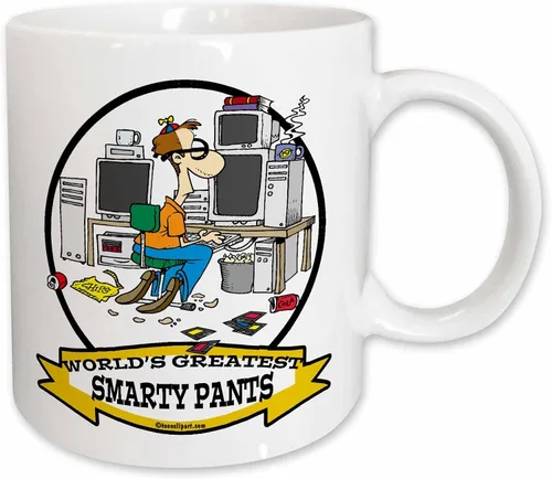 Vista 10 de 3dRose Taza de café, tamaño – 11 oz – Funny Worlds Greatest Smarty Pants Men Cartoon Worlds Greatest Cartoons – divertido regalo de taza de café