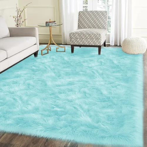 Vista 36 de Latepis - Alfombra rectangular de piel sintética tipo lana de oveja suave y esponjosa de estilo bohemio para sala de estar, dormitorio y residencias