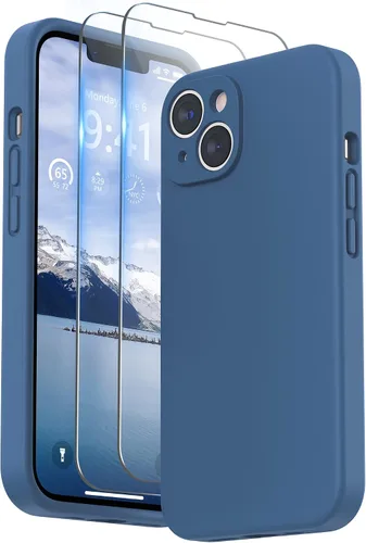 Vista 8 de SURPHY Compatible con iPhone 14 Funda con protector de pantalla (protección para la cámara y forro de microfibra suave) Funda de silicona líquida
