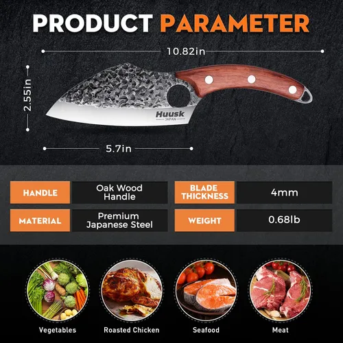 Vista 7 de Huusk Sharp - Cuchillo pequeño para carne, con funda de cuero, cuchillo de campamento para cocinar al aire libre, regalo vikingo