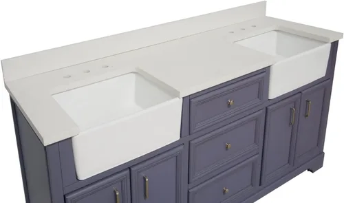 Vista 7 de Kitchen Bath Collection Zelda - Mueble de casa de campo doble de 72 pulgadas (cuarzo/gris polvo): incluye gabinete gris polvo con impresionante