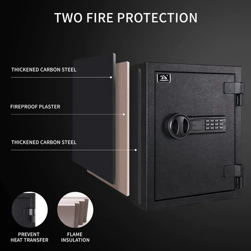 Vista 4 de TIGERKING Caja fuerte ignífuga, 1.24 pies cúbicos, pequeña caja fuerte de acero para el hogar con cerradura digital para el hogar y la oficina