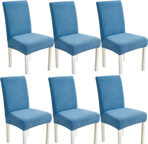 Vista 24 de Juego de 6 fundas elásticas para sillas – Fundas extraíbles para sillas de comedor, fundas protectoras de terciopelo lavables a prueba de polvo