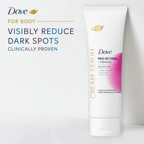 Vista 14 de Dove Suero Crema Pro-Retinol + Reafirmante para Elasticidad y Firmeza, con Péptidos de Colágeno, Niacinamida y Antioxidantes, Loción, 8 oz