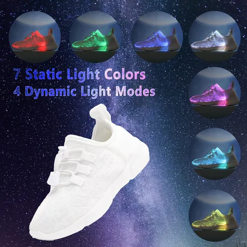 Vista 2 de YYXMS Zapatos de fibra óptica para niños y niñas, tenis iluminados para niños, zapatos intermitentes con carga USB para Navidad, festivales