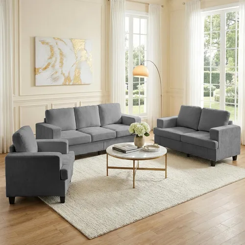 Vista 14 de Mjkone Juego de 2 piezas de sofás de sala de estar, sofás de 3 plazas de 82 pulgadas de ancho y juego de sofá y silla, juegos de muebles de sala
