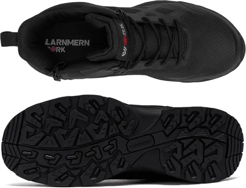 Vista 5 de LARNMERN Botas con punta de acero para hombre, zapatos cómodos de seguridad Negro profundo
