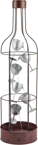 Vista 9 de Alpine Corporation IPS210 Fuente de agua ecléctica rústica con forma de botella con copas de vino escalonadas, 44 pulgadas, marrón