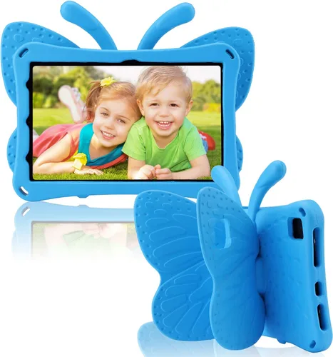 Vista 56 de FW Fire 7 - Funda para tablet para niños, Amazon Fire 7 2022, funda de mariposa con luz de atril, EVA, protección contra caídas, resistente, a