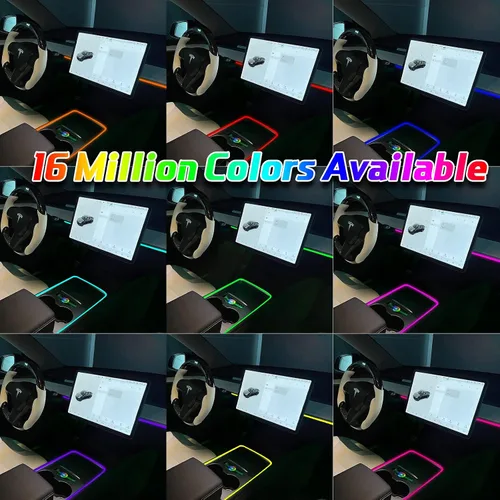 Vista 3 de Luces de interior para coche Tesla Model 3 Model Y, kits de luces RGB de neón con APP y control remoto, accesorios de iluminación ambiental Tesla