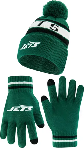 Vista 35 de Ultra Game Gorro de punto de invierno oficial de la NFL para jóvenes, súper suave, con guantes extra cálidos para pantalla táctil Color del equipo 1