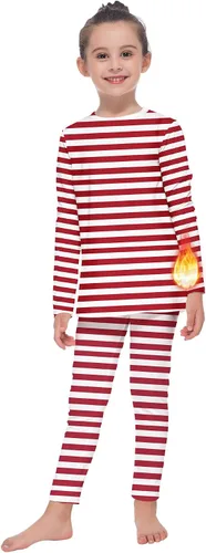 Vista 15 de MANCYFIT Conjunto de ropa interior térmica para niñas, con forro polar largo, capa base ultra suave Rosa bebé