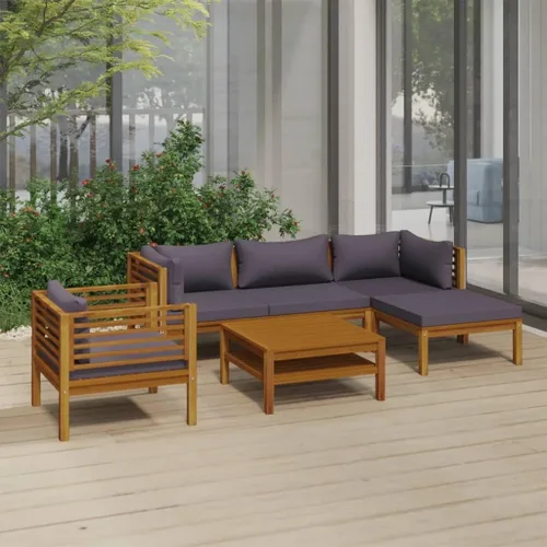 Vista 30 de Juego de 5 piezas para patio con cojín, juego de muebles de sofá, resistente a la intemperie, adecuado para uso en exteriores, requiere montaje Gris