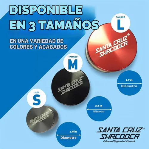 Vista 6 de Santa Cruz Shredder Molinillo de hierbas de 3 piezas mediano de 2 1/8 pulgadas de agarre superior y aluminio de la más alta calidad (azul)