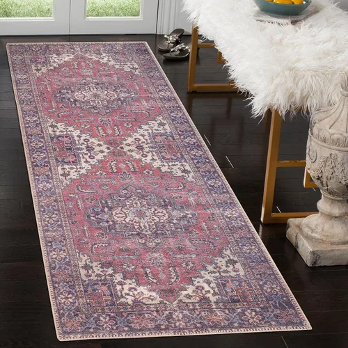 Vista 372 de GLN Rugs Traditional Collection - Alfombra de felpilla lavable a máquina, tradicional lavable, antideslizante, alfombra de felpilla de pelo corto