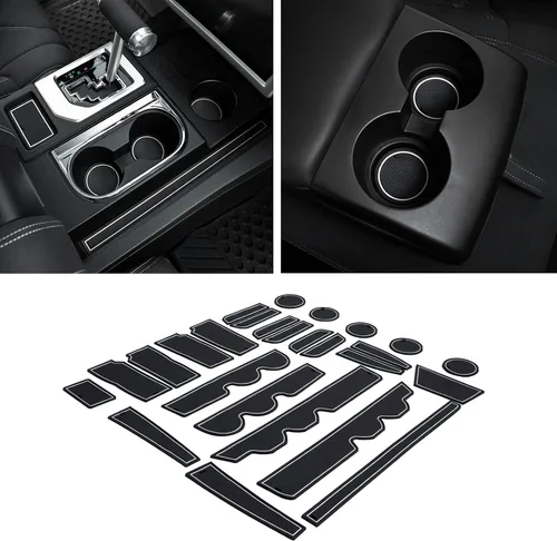 Vista 9 de Portavasos Insertos de bolsillo de puerta para Toyota Tundra 2014-2021 Negro (Black Trim)