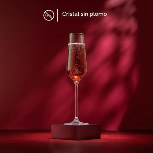 Vista 6 de JoyJolt Juego de 4 copas de champán de la colección Layla, de 6.7 onzas, elegantes copas de champán con tallo de cristal para Prosecco, vino