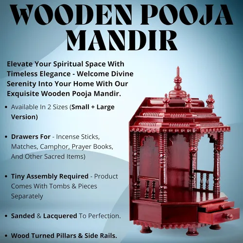 Vista 6 de Nagina International Templo de madera hecho a mano premium Mandir indio de madera Madir de madera de Sheesham (barniz oscuro)