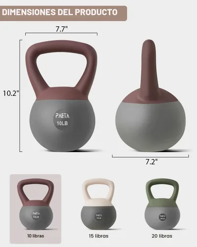 Vista 3 de PAETA Pesa rusa suave para fitness en casa – Agarre antideslizante y diseño de mango ancho, juego de pesa rusa suave, impacto suave y amigable