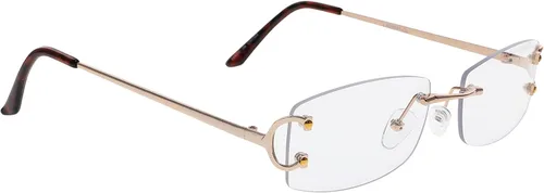 Vista 2 de FLAWLESS EYEWEAR Gafas de sol pequeñas y estrechas sin montura a la moda rectangulares lentes tintados de los años 90 sin marco para mujeres