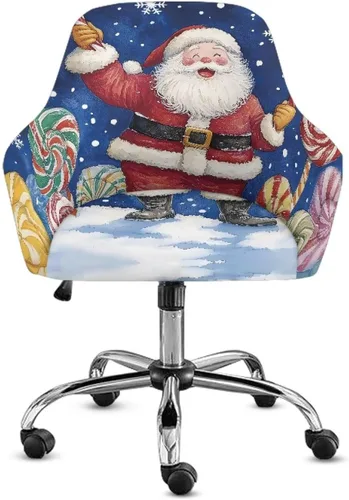 Vista 10 de Funda de asiento para silla de oficina, diseño de muñeco de nieve, con reposabrazos, reutilizable, moderna, con parte inferior elástica, fácil