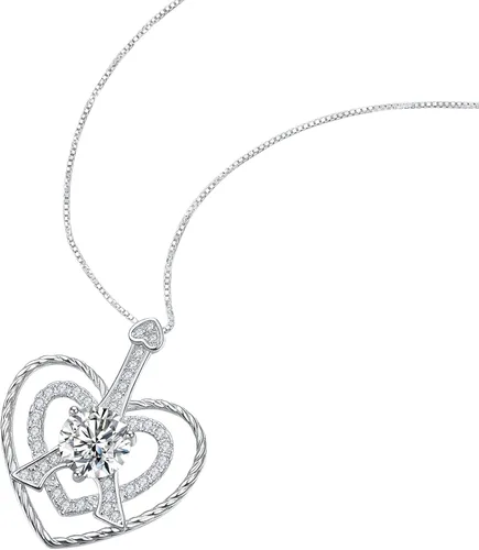 Vista 6 de SFERT Woman's Love Infinity Double Heart 925 Sterling Silver Pendant Necklace Valentine's Day Birthday Wedding Anniversary for Wife