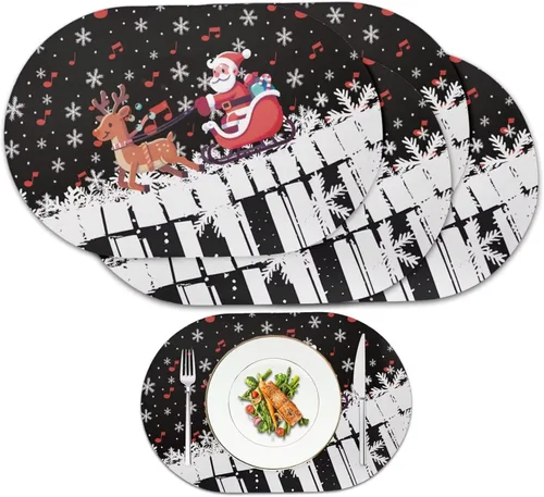 Vista 66 de Autumn Placemats Set of 2 Waterproof Wipeable 12X18 Inch Faux Leather Non Slip Heat Resistant Mats for Thanksgiving Dinner Outdoor Decor