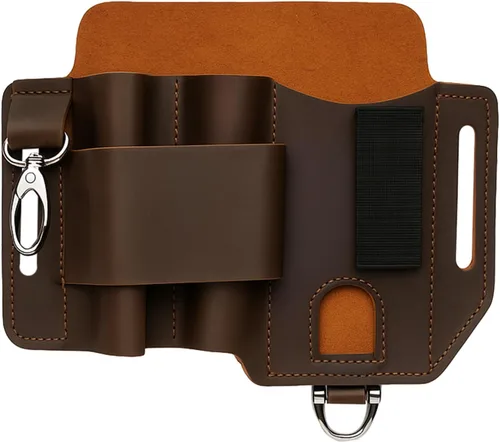 Vista 8 de Bolsa multiherramienta de cuero y funda para regalo de novio, funda de cinturón resistente para equipo EDC, organizador de cinturón EDC