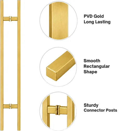 Vista 4 de Rectangle H-Type Door Pull 72" Gold (85mm Bolt)