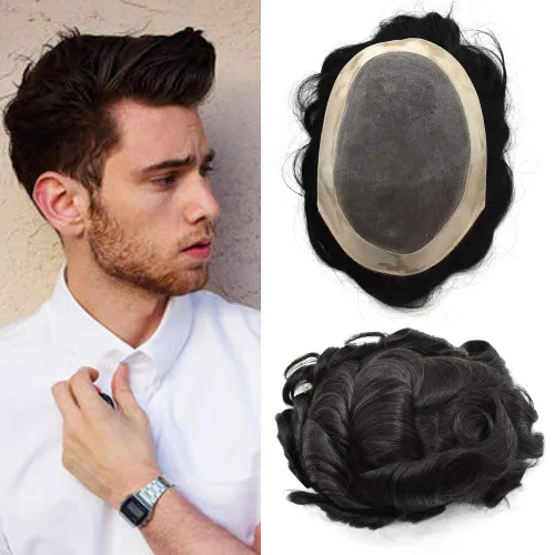 Vista 16 de Toupee - Sistema de cabello para hombre, monofilamento fino duradero, monofilamento europeo de repuesto para hombres, piezas de pelo