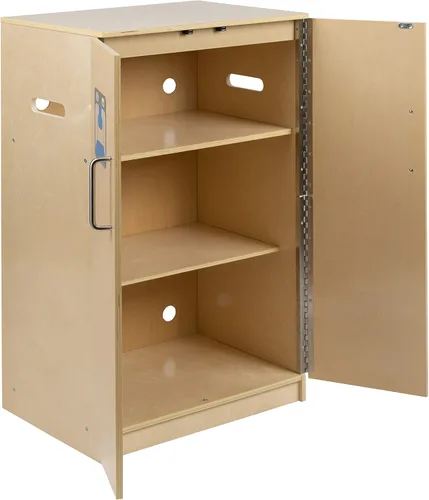 Vista 7 de Flash Furniture Hercules - Refrigerador de cocina de madera para niños para uso comercial o doméstico, seguro, diseño apto para niños, natural