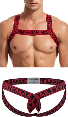 Vista 7 de JOCKMAIL Arnés de fitness para hombre con correa de hombro para hombre, ropa interior elástica cómoda y suspensorio 905+299azul