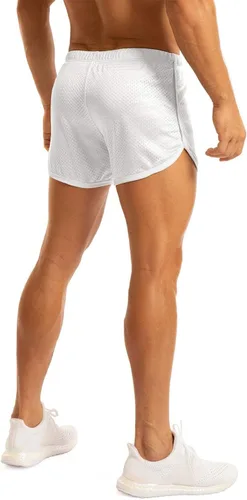 Vista 4 de Ouber Pantalones cortos ajustados para hombre, culturismo, entrenamiento, gimnasio, correr, pantalones cortos ajustados