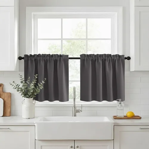 Vista 42 de NICETOWN Cortinas Opacas Cortas - Tratamiento de Ventana con Aislamiento Térmico, Niveles de Cortina Pequeños para Sala de Estar/Cocina, 2 Paneles